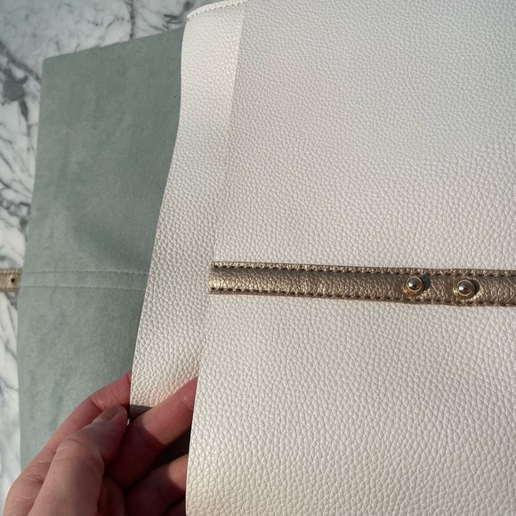Saks Fifth Ave White Leather Clutch - Picture 5 of 7